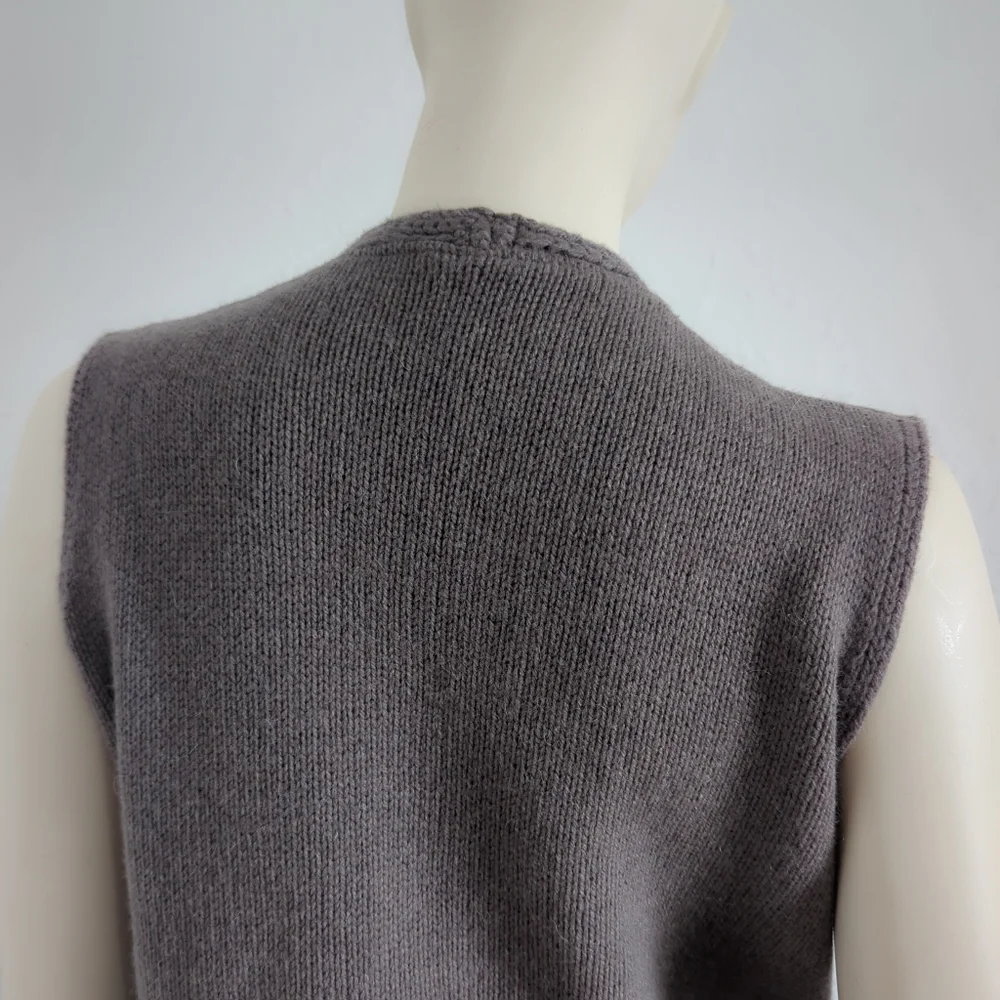 Rare! Estate Brunello Cucinelli Purple Gray Cashmere Knit Utility Vest L XL